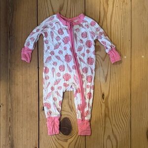 Pink Seashell Print Kids One Piece